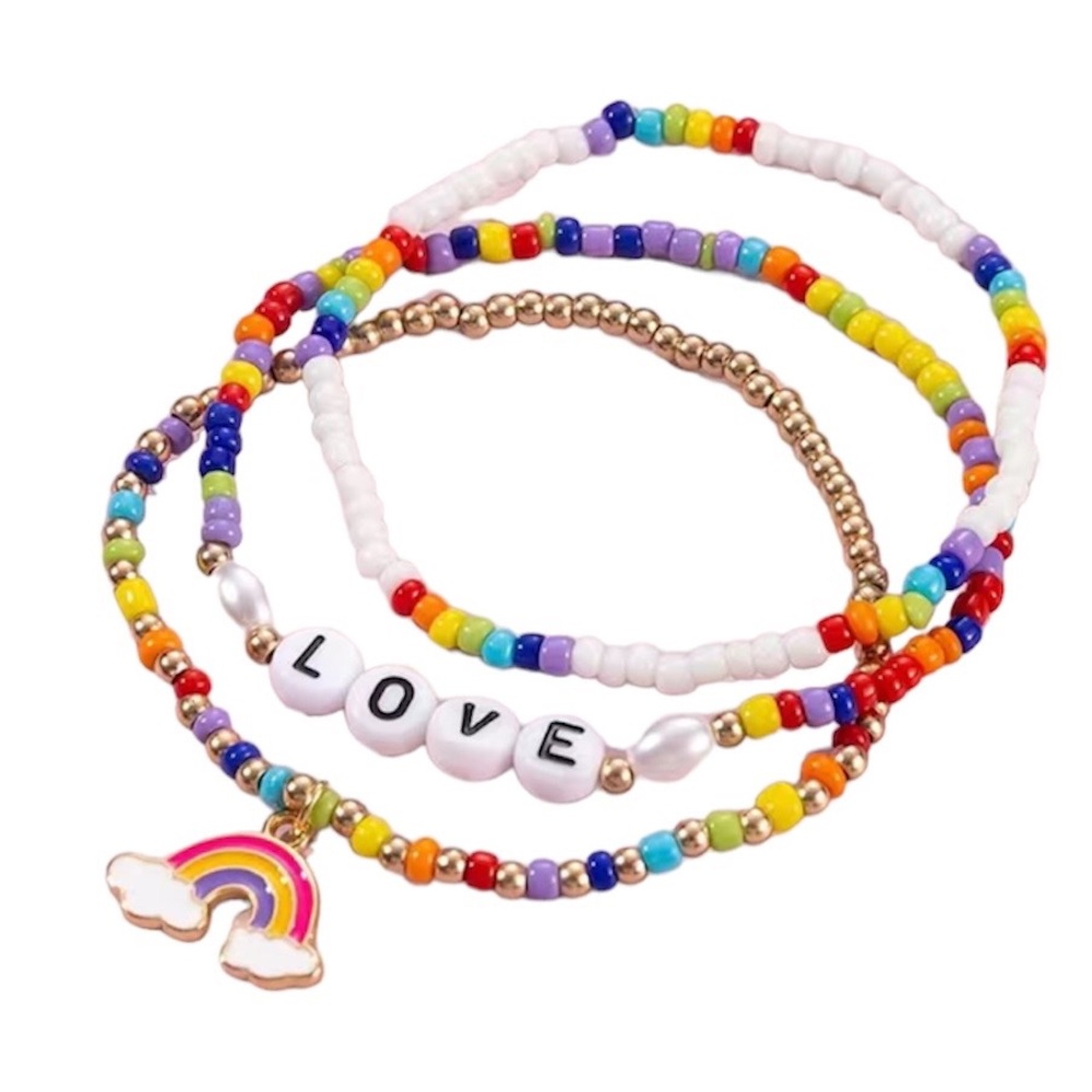 Rainbow Beaded Bracelet 3pc Set